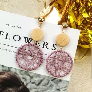Pretty Pink New Handmade Circular Dangle Earrings♡